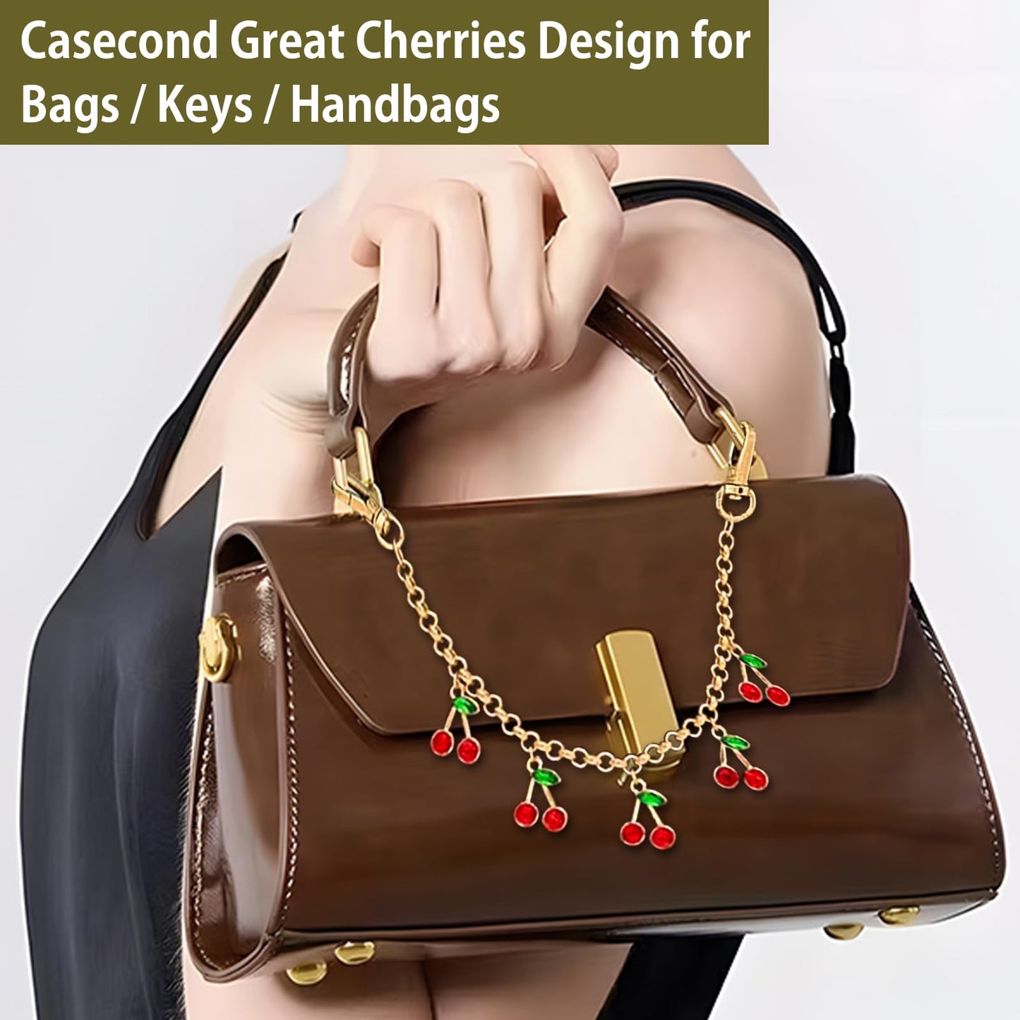 Bag Charms Handbags Cherry Gold Keychain Phone Charm Purse Wrist Strap Short Car Key Chain Handbag Metal Handle Extender Decorative Bags Chains