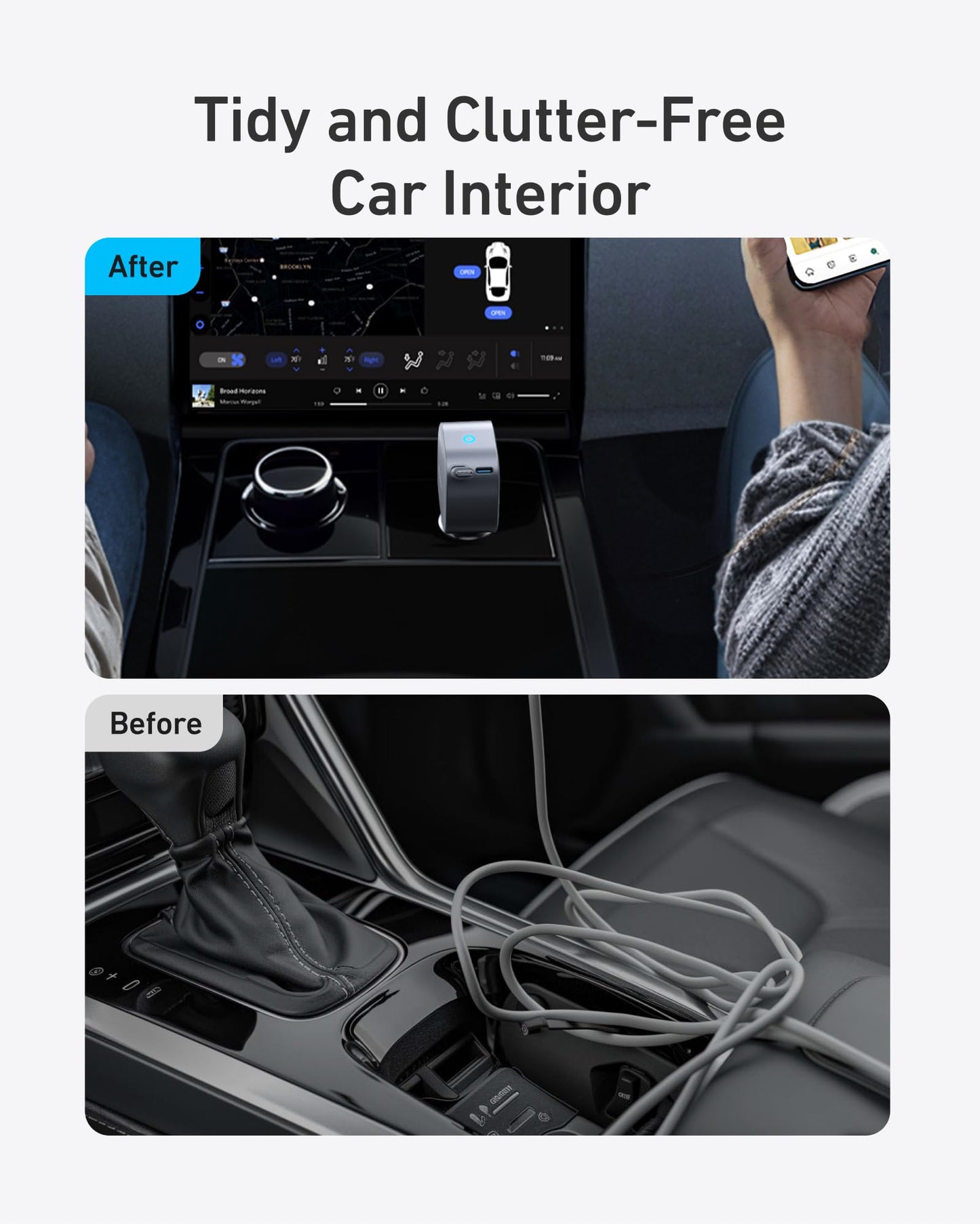 Anker Retractable USB-C Car Charger, 75W Max Fast Charging with Built-in Retractable Cable Car Adapter, Car Accessories for iPhone 17/16 Series