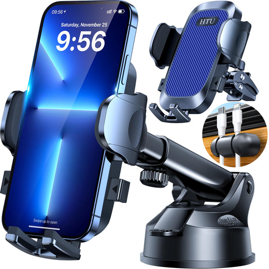 HTU Car Phone Holder?2026 Upgraded 100+LBS Suction & Safety Cert? Cell Phone Car Mount for Truck Heavy Duty Phone Holder for Dashboard/Windshield/Vent