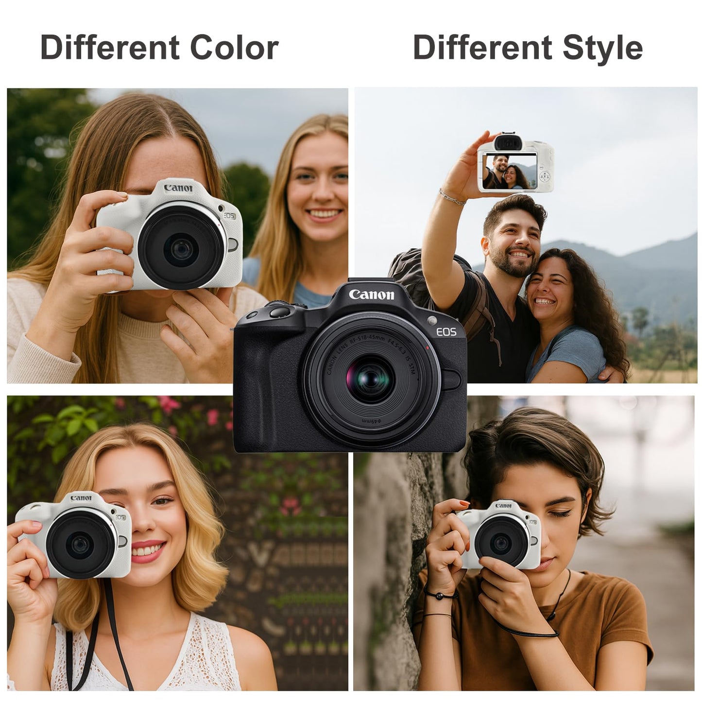 EONORY EOSR50 EOS R50 Camera Case Accessories Kit, Lightweight Silicone Protective Case with Strap Wrist, Anti-Scratch Slim Fit Soft Cover for Canon