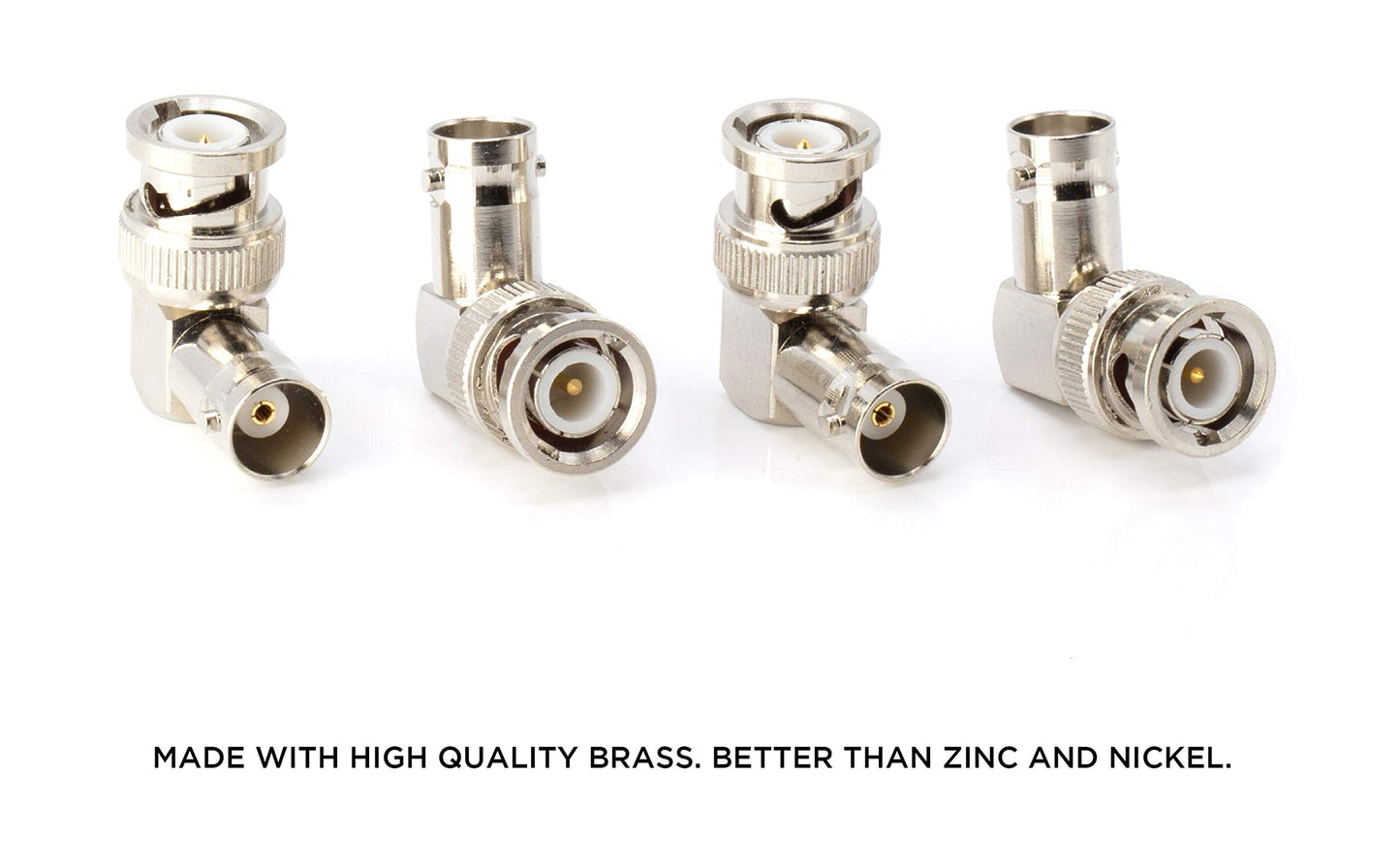 THE CIMPLE CO - BNC 90-Degree Adapters for Coaxial Cable - Elbow Couplers with Male Input to Female Output - Right-Angle Connectors for 50 and 75 Ohm