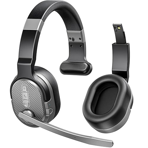 COSMUSIS Trucker Bluetooth Headset, Wireless Headsets with Noise Cancelling Microphone, 50+Hrs HD Talktime Bluetooth Headphones with Detachable…