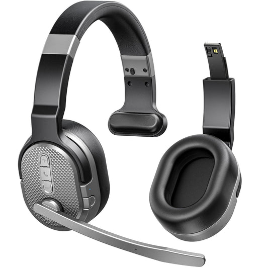 COSMUSIS Trucker Bluetooth Headset, Wireless Headsets with Noise Cancelling Microphone, 50+Hrs HD Talktime Bluetooth Headphones with Detachable…