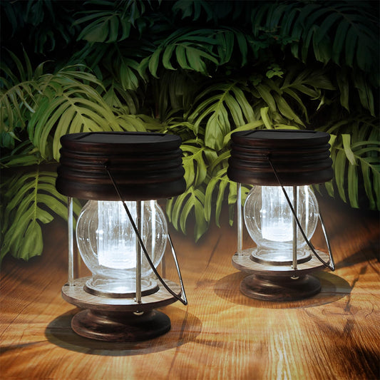 pearlstar Solar Lanterns Outdoor Hanging Solar Lights with Handle for Pathway Yard Patio Garden Decoration, Waterproof Outside Solar Table Lamp,2 Pack
