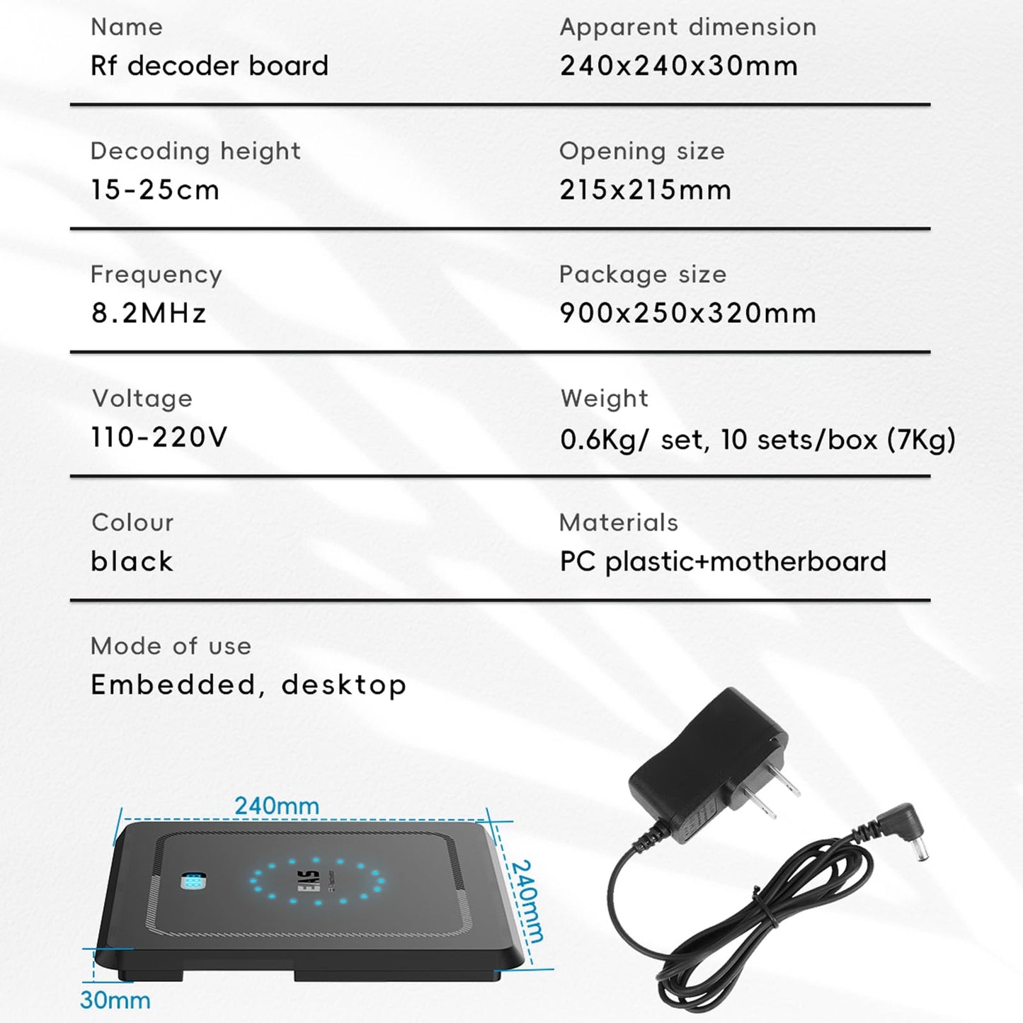 Deactivator Board for 8.2Mhz EAS System Security Sticker Detectors with Sound & Light Indicator and LED Counter ABS Material