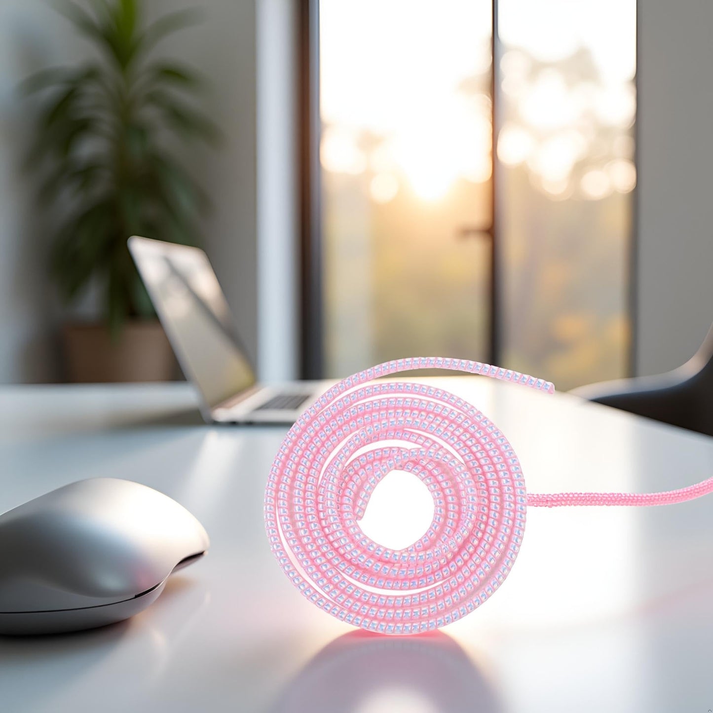 Cable Protector Animal Proof Wire Repair, Pink Cord Protector for Pets Headphone Saver Spiral Cable Wrap Strain Relief, Cord Sleeve for Phone Cable