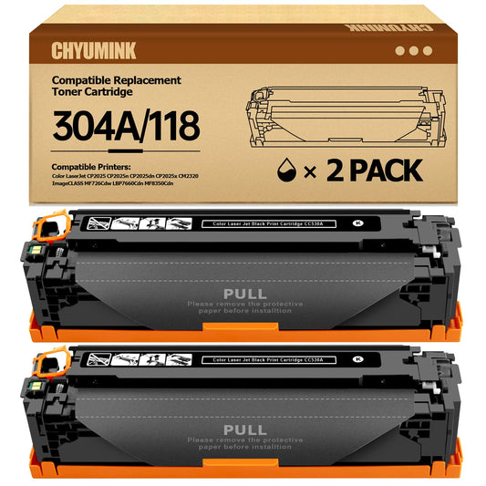 JC Toner Compatible for 304A CC530A Toner Cartridge for use with Color LaserJet CP2025 CP2025dn CM2320fxi mfp; imageCLASS MF726Cdw LBP766 ( Black