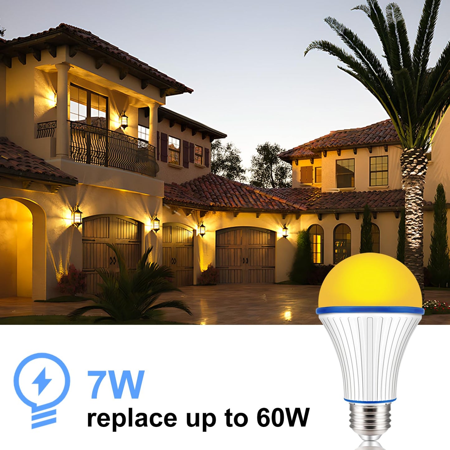 KINUR 7W A19 1800K Amber Light Bulb-Warm Light Bulbs for Sleep 60 Watt Equivalent-Non-Dimmable LED Sleepy Baby Nursery Light Bulbs 2 Pack