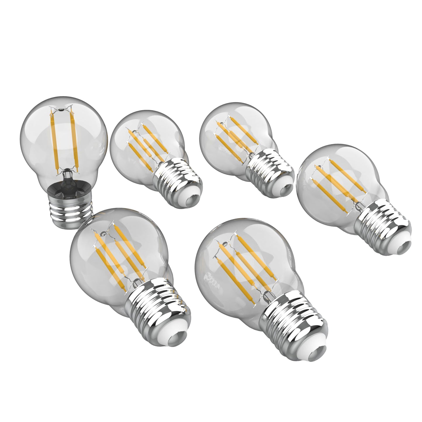 JONATHAN Y 4W LED Edison Light Bulbs Round Clear Glass E26 Base, Pack of 6