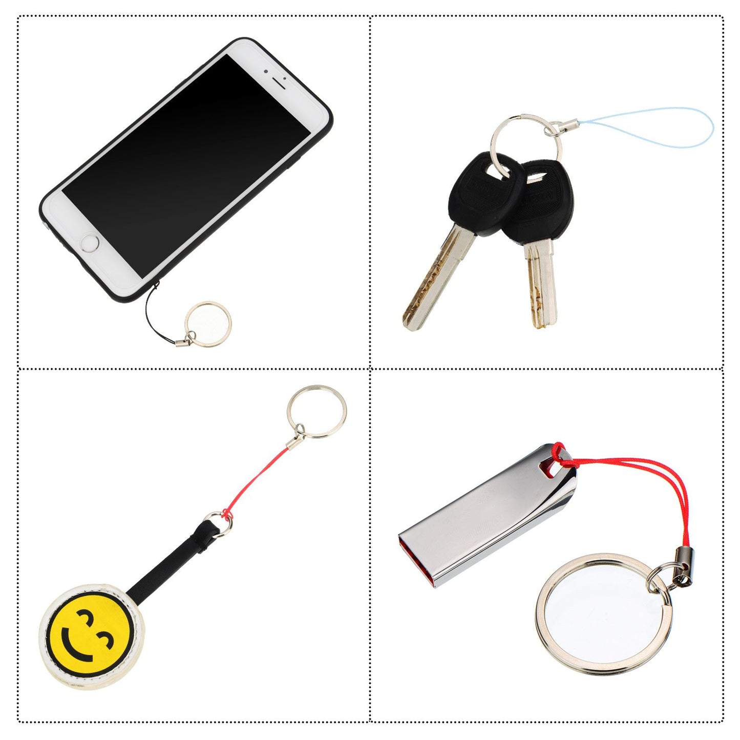Bememo 20 Pieces Nylon Keychain Lanyard for USB Flash Drive Key Fob Lanyard with Color Strap String Bulk Short Key Ring Loop for ID Card Mp3 Player