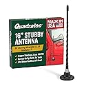 Quadratec 16" Hi Performance AM/FM Stubby Antenna - Fits Jeep Gladiator JT, Wrangler JK, JL, JKU, & JLU 2007-2023 - No Tool Installation