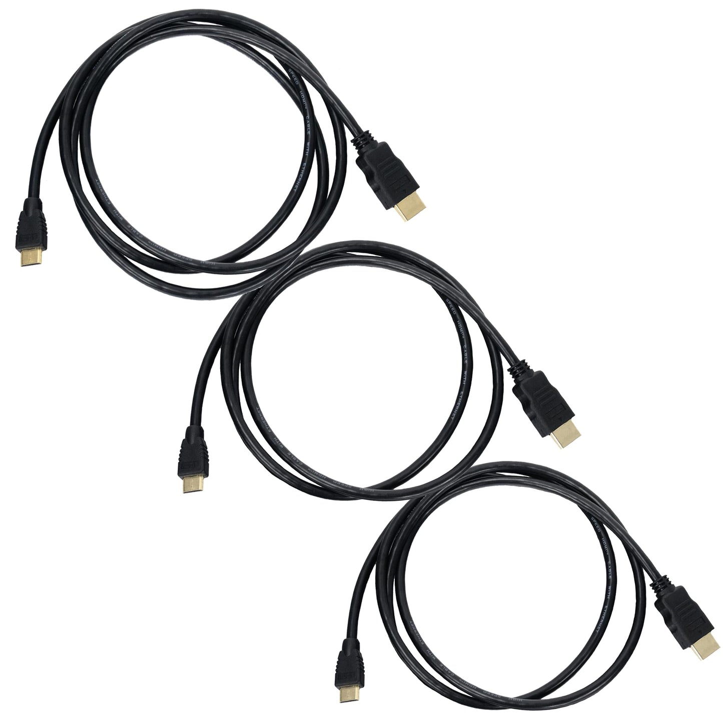 ChromaCast 3 Pack (3ft, 5ft, 10ft) High Definition Multimedia Interface MINI Cable 48Gbps High-Speed, 8K@60Hz, 4K@120Hz, Gold-Plated Plugs, Ethernet