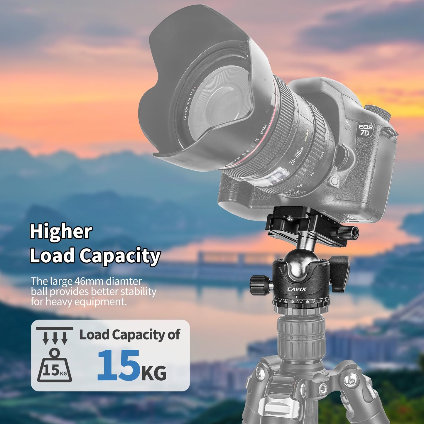 CAVIX 36mm Tripod Ball Head with Lever Release, Low Profile Heavy Duty Ball Head Mount with Arca Swiss Quick Release Plate for Camera Tripod Monopod