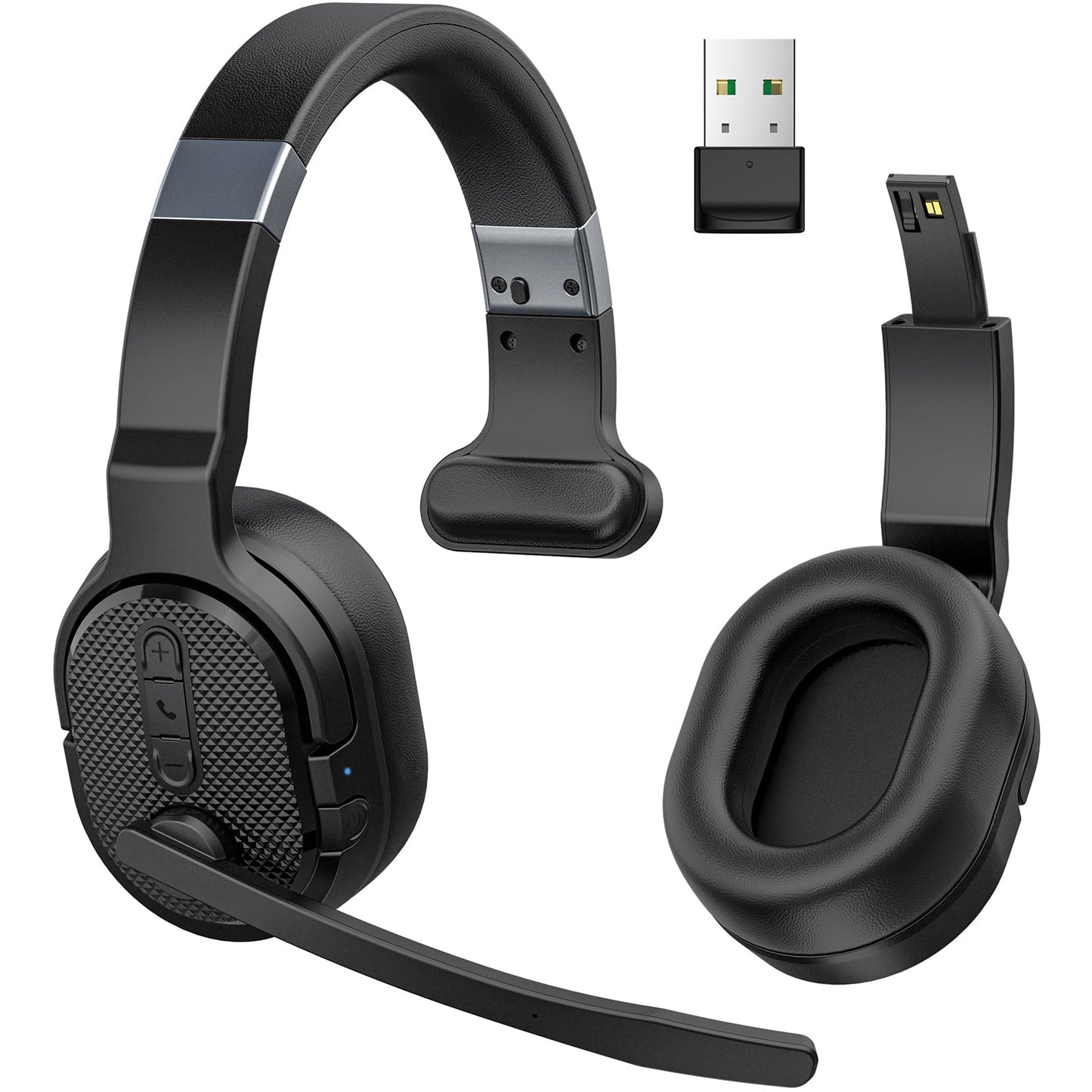 COSMUSIS Trucker Bluetooth Headset with Dongle, Wireless Headsets with Noise Cancelling Microphone, 50+Hrs HD Talktime Bluetooth Headphones…