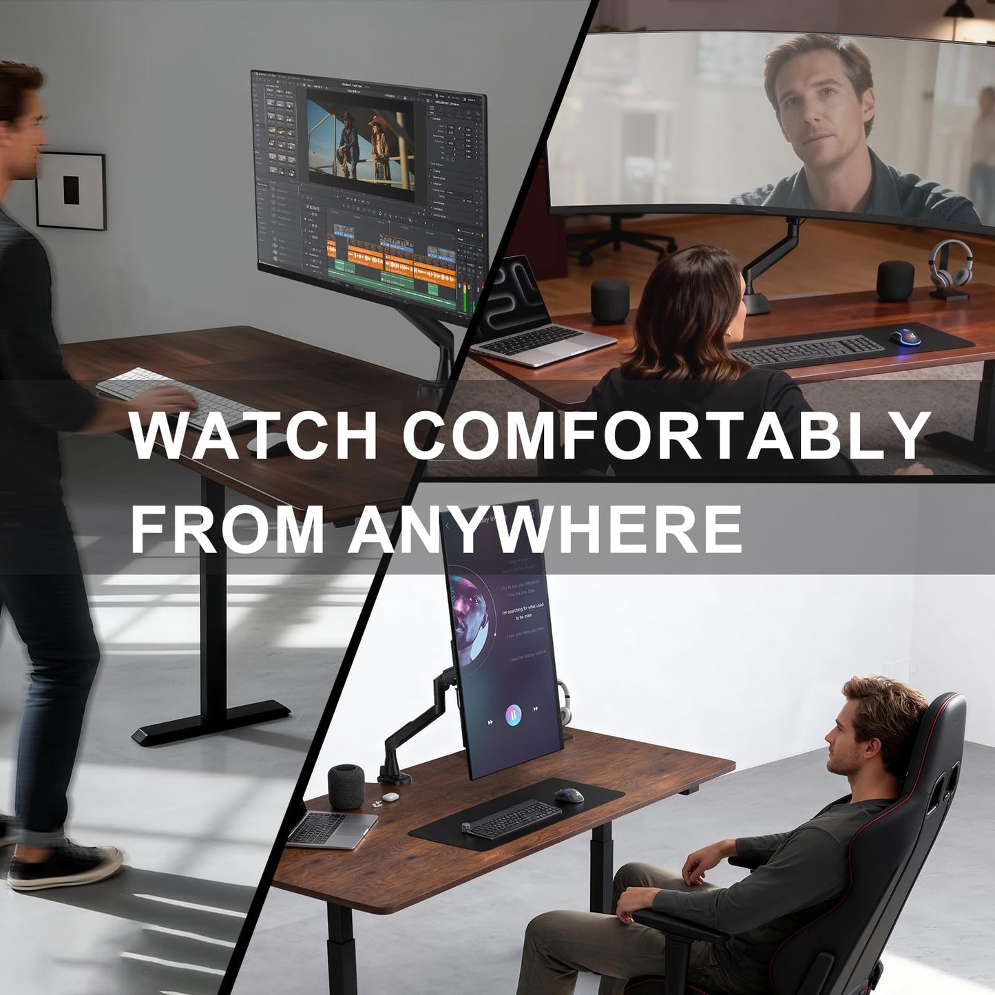 WALI Heavy Duty Single Monitor Arm for 17-49 Inch Flat Curved Ultrawide Screens, up to 33 Lbs, Adjustable Single Monitor Desk Mount for Home Office