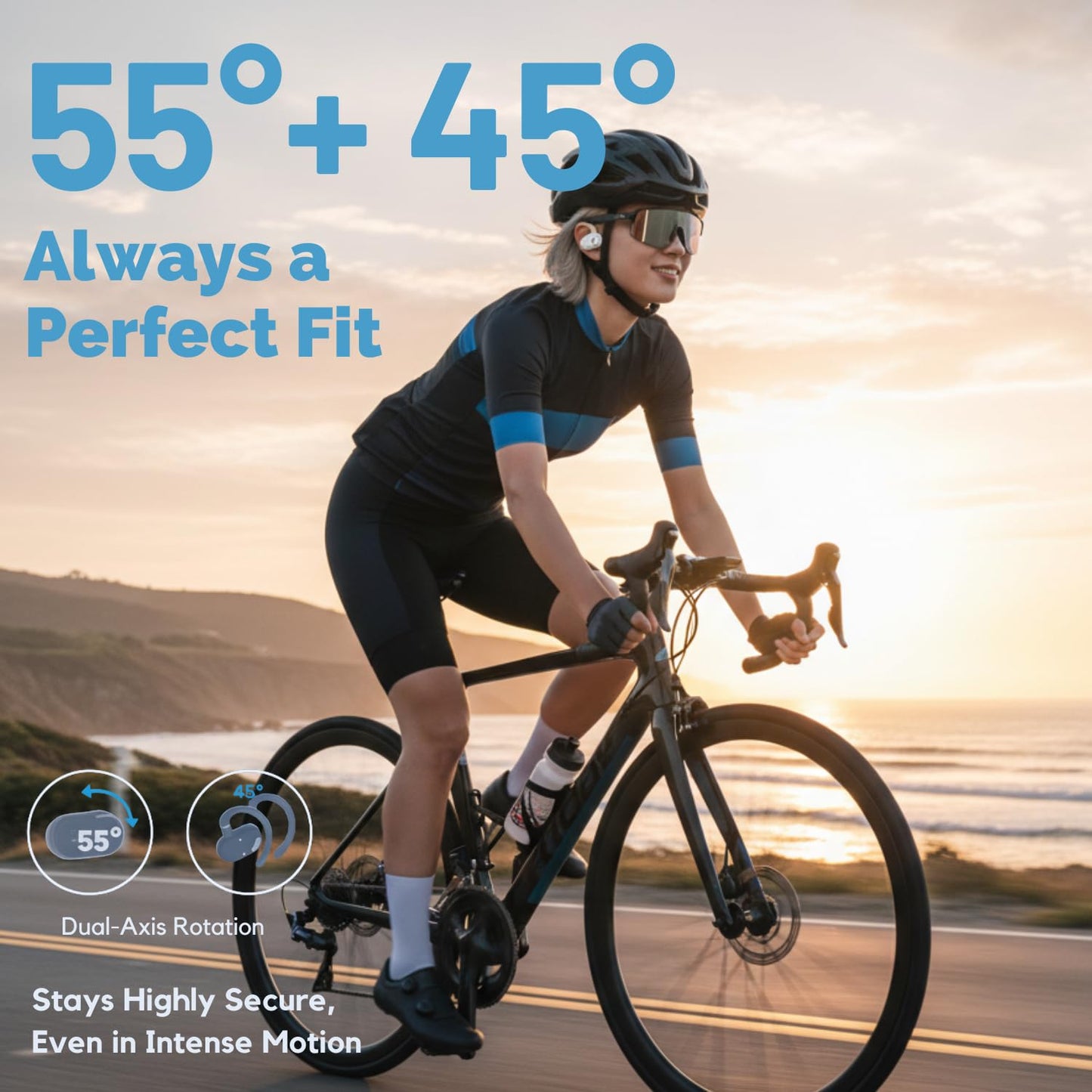 MINDBEAST Open Ear Earbuds with Bi-Axial Adjustment Fit and Immersive Sound, Bluetooth Wireless Headphones Ear Buds for Outdoor Exercise, Gym…