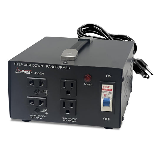 LiteFuze 3000 Watt Japan Voltage Converter Transformer Step Up/Down - 100v to 120v / 120v to 100v Japanese Power Converter - Fully Grounded Cord CE…