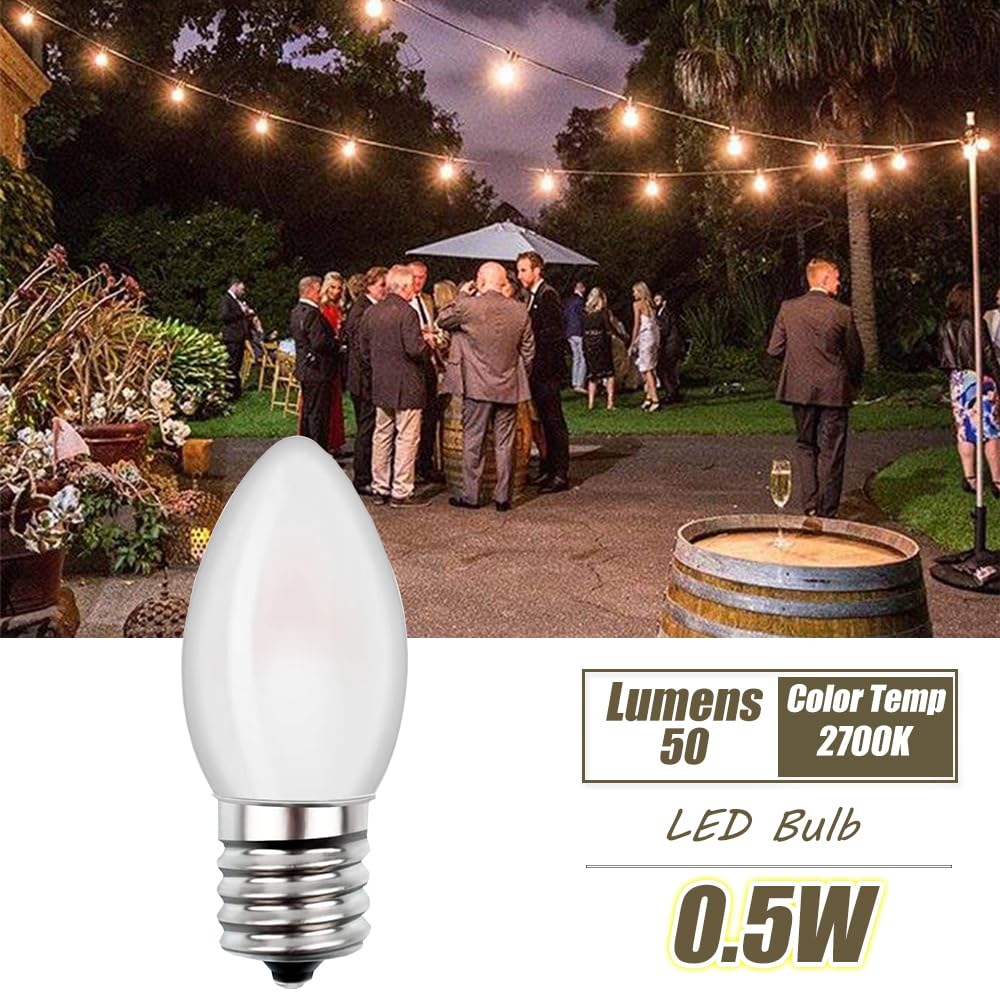 C7 Candelabra Led Light Bulbs, Small Night Light Bulb,0.5W Equivalent to 4 Watt 5 Watt Incandescent,Christmas Village Replacement Bulbs-E12 Base 2700K