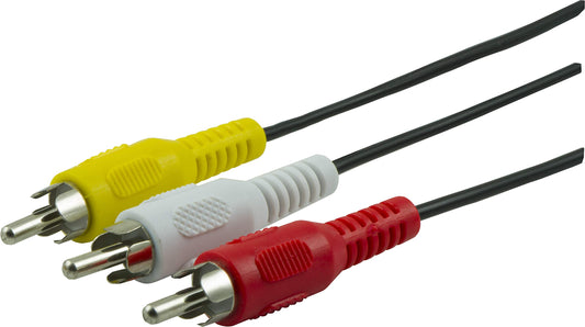 GE Composite Audio/Video Cable, 6 ft. RCA Style Plugs 3-Male to 3-Male, for TV, VCR, DVD, Blu Ray, Video Game System, Satellite, and Home Theater