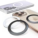 4Pcs Metal Ring for Magsafe Sticker: Ultra-Thin(0.3mm) Mag Safe Adapter for Magnetic Pop Socket Phone Grip Wallet Car Mount, Universal Adhesive