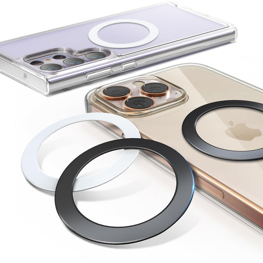 4Pcs Metal Ring for Magsafe Sticker: Ultra-Thin(0.3mm) Mag Safe Adapter for Magnetic Pop Socket Phone Grip Wallet Car Mount, Universal Adhesive