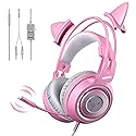 SOMIC G951s Pink Stereo Gaming Headset with Mic for PS4,Xbox,PC,Mobile Phone,3.5mm Noise Reduction Cat Ear Headphones Lightweight Over Ear Headphones