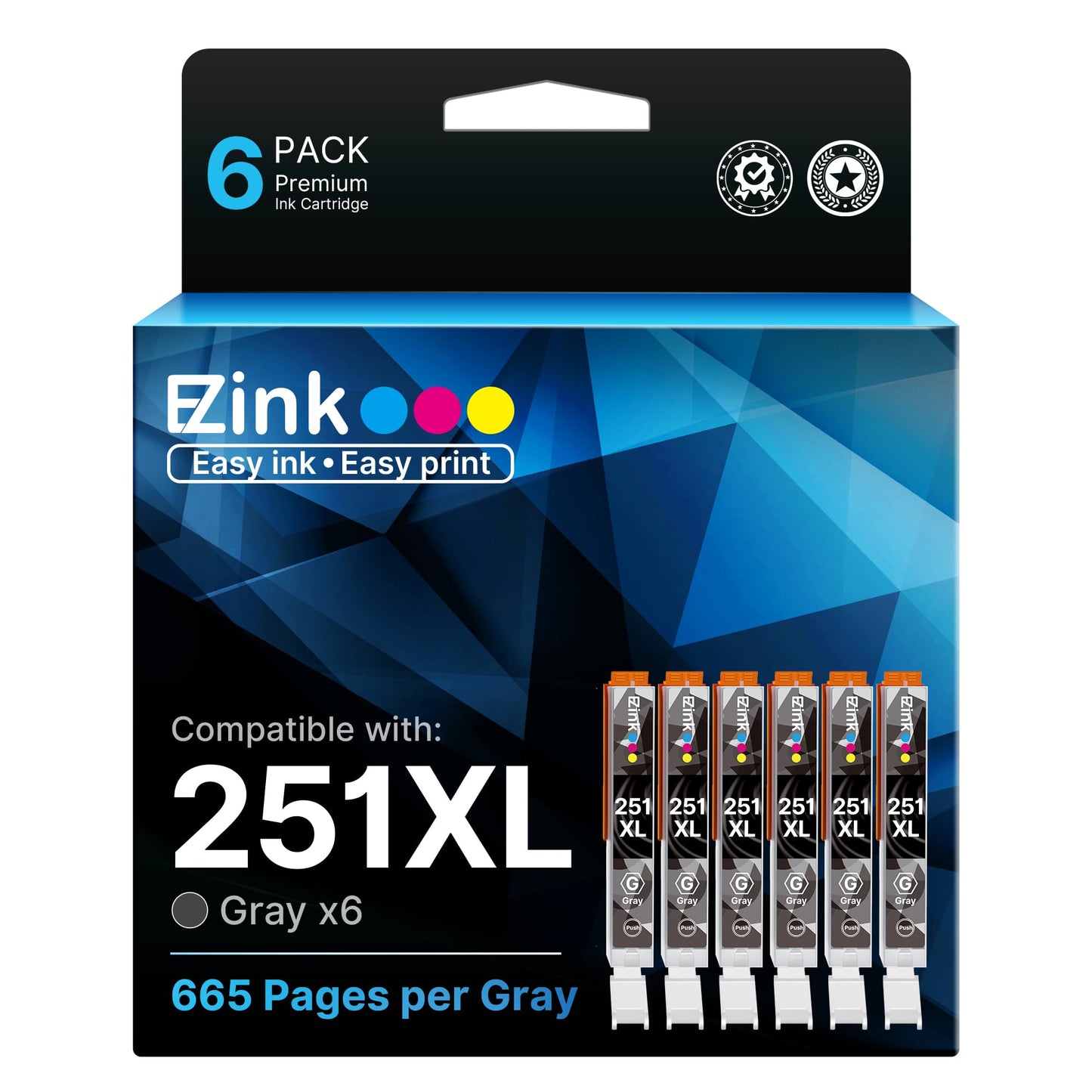 251XL Ink Cartridge for Canon CLI-250XL 251 XL for IP8720 MG6320(6 Gray)