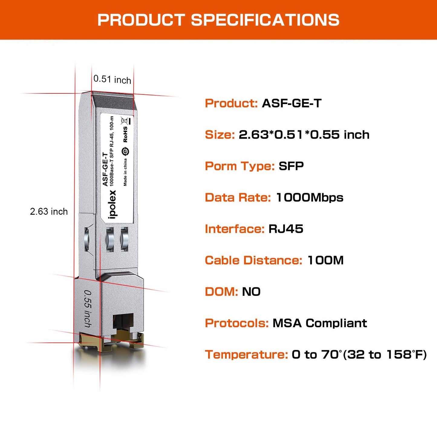 ipolex Gigabit SFP to RJ45 Copper Transceiver 1000Base-T, 1.25G SFP-T Copper SFP Module, for Ubiquiti UniFi UF-RJ45-1G/UACC-CM-RJ45-1G, Cisco