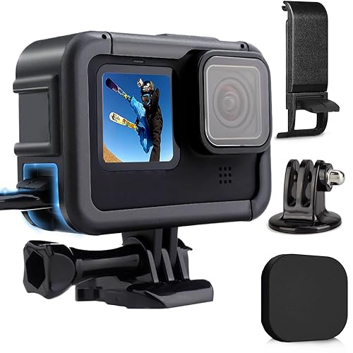 FitStill Protective Accessories Kit Frame Mount Housing Case Compatible with Go Pro Hero 13/12/11/10/9 Black, Vlog Cage with Cold Shoe Adapter &Side