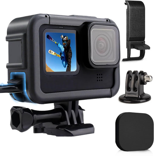 FitStill Protective Accessories Kit Frame Mount Housing Case Compatible with Go Pro Hero 13/12/11/10/9 Black, Vlog Cage with Cold Shoe Adapter &Side