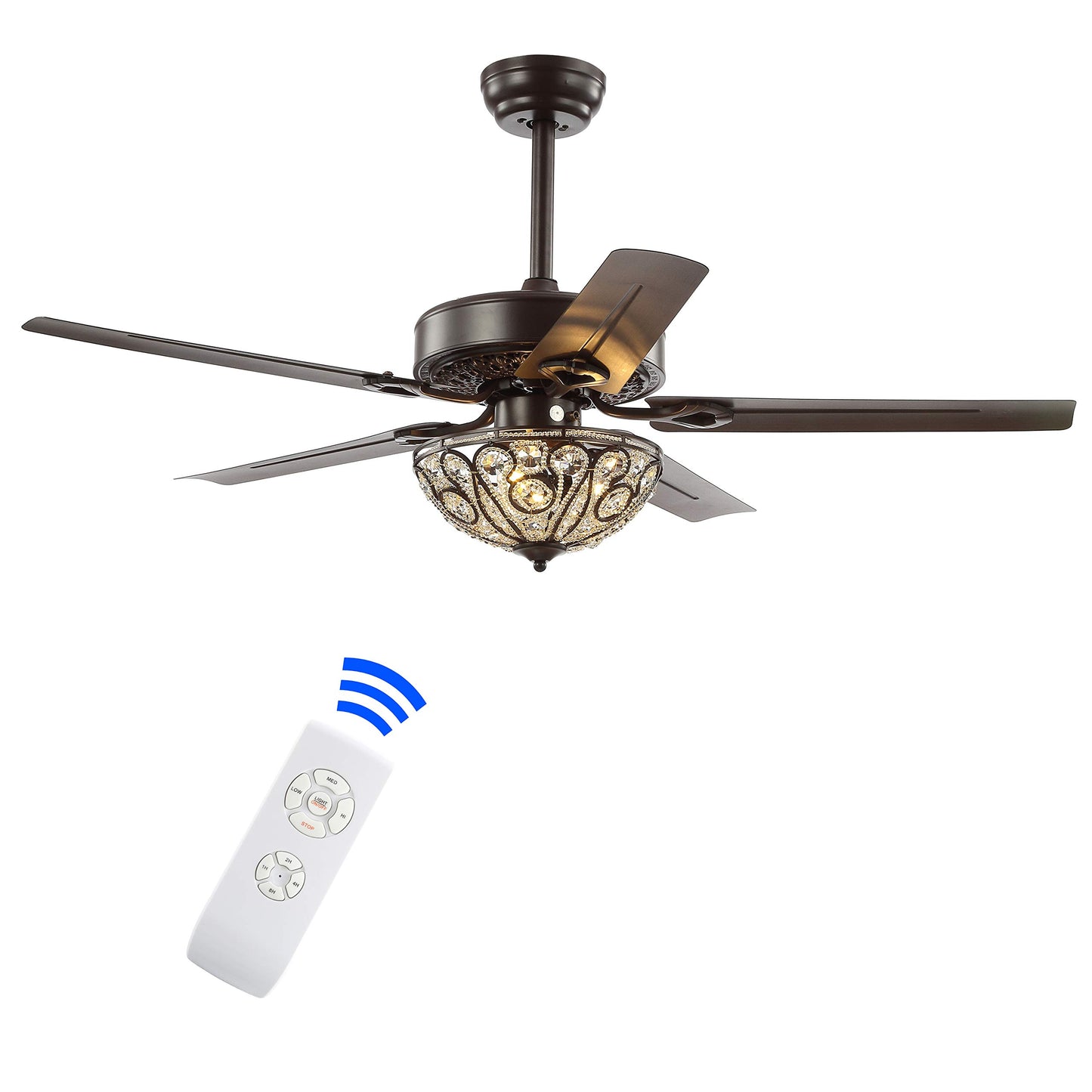 JONATHAN Y Ali 48" 3-Light Metal LED Ceiling Fan, Oil Rubbed Bronze