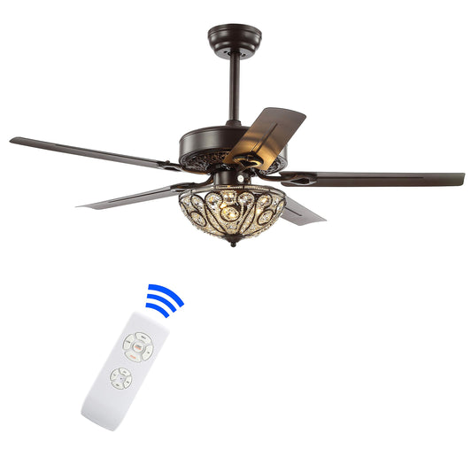 JONATHAN Y Ali 48" 3-Light Metal LED Ceiling Fan, Oil Rubbed Bronze