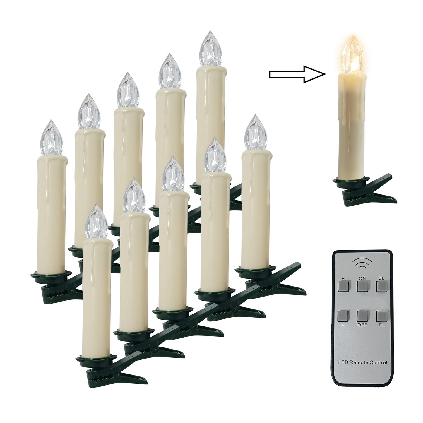 Flameless LED Taper Candles with Clips, 4” Battery Operated Window Candles with Remote Timer Mini LED Chandelier Candlesticks for Home Decor Wedding