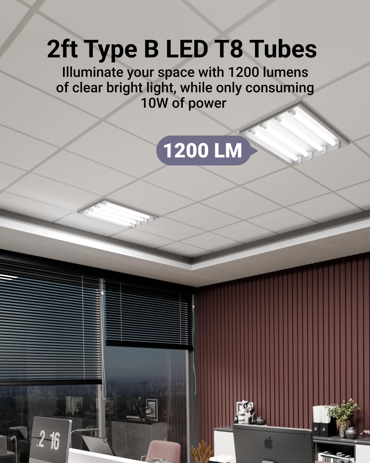 Sunco 12 Pack 2 Foot T8 LED Tube Light Bulbs, 5000K, 10W, Ballast Bypass