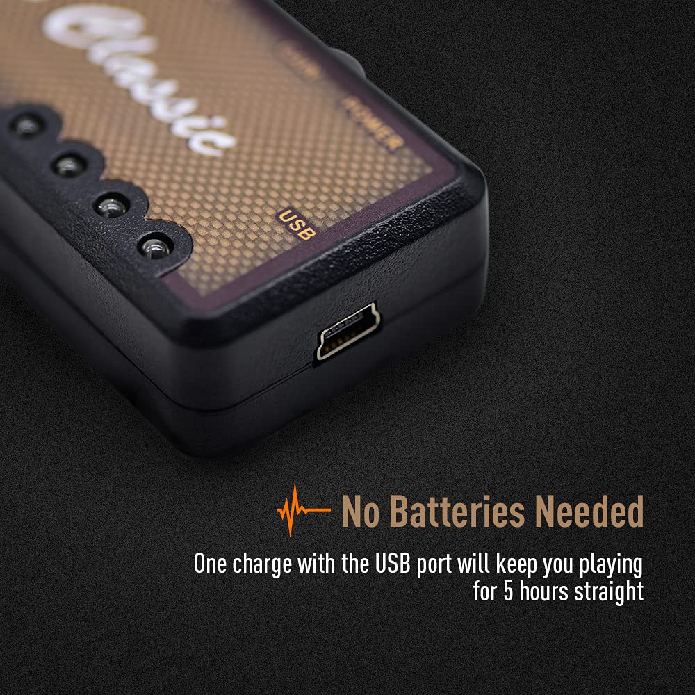 SONICAKE Guitar Headphone Amp Mini Guitar Headphone Amplifier US Classic Rechargeable Plug-in Pocket Overdrive Reverb Effects for Home Silent Practice