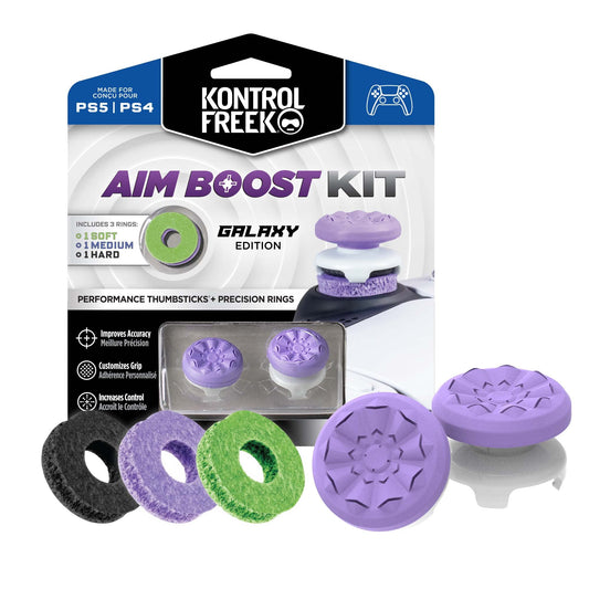 KontrolFreek Aim Boost Kit for PlayStation 5 (PS5) and PlayStation 4 (PS4) Controller | Includes Performance Thumbsticks and Precision Rings | Galaxy