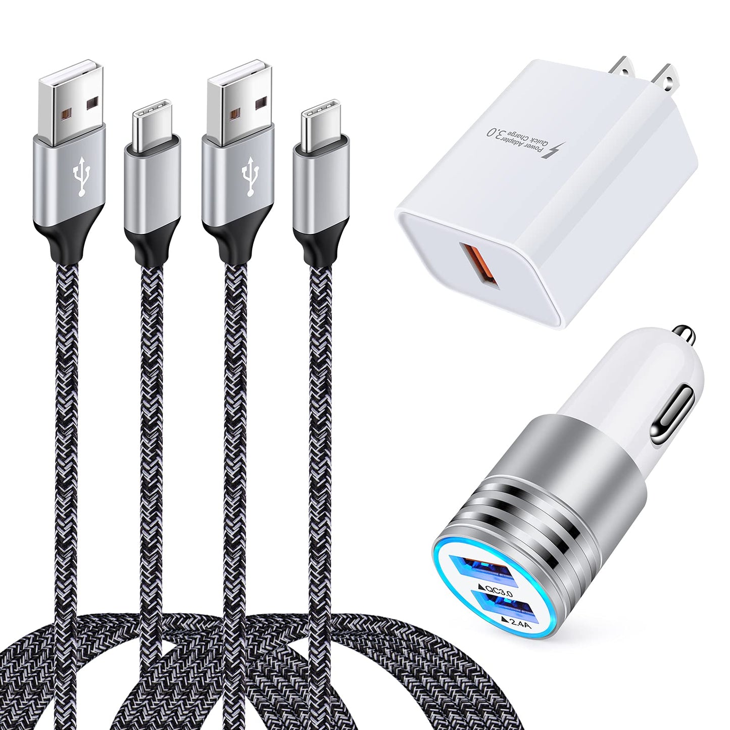 QC3.0 USB Type C Fast Charger for Samsung Galaxy S25FE/S25 Ultra/S25 Plus/A17/A16 5G/A15/A54/A53/A36/A26/S24/S23/S22 Ultra, Car Charger Android Phone