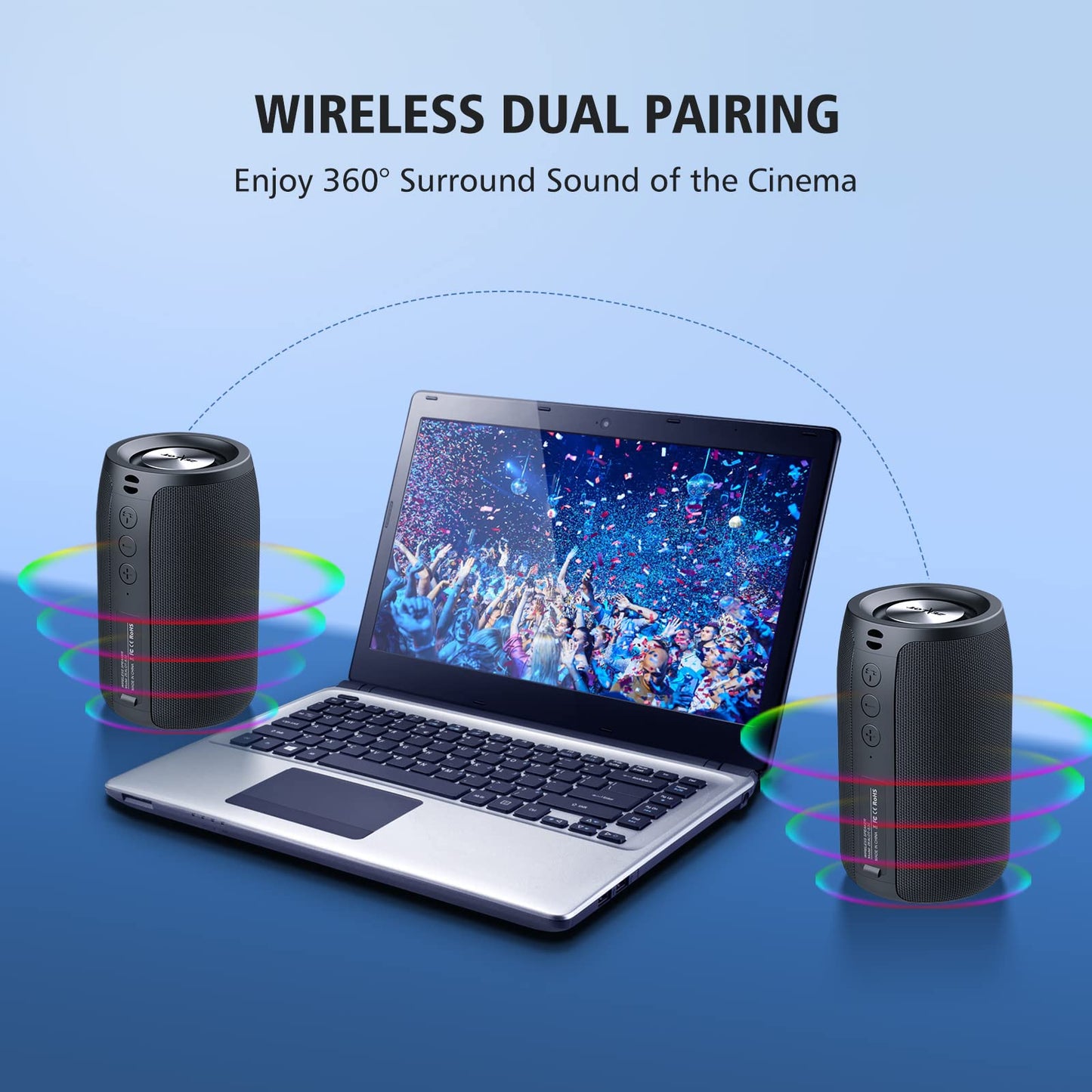 ZEALOT Portable Bluetooth Speakers, Wireless Speaker, S32 Samll Outdoor Speaker, Waterproof IPX5, Stereo Pairing/Bass/USB/MIC/TF Card/AUX for Home