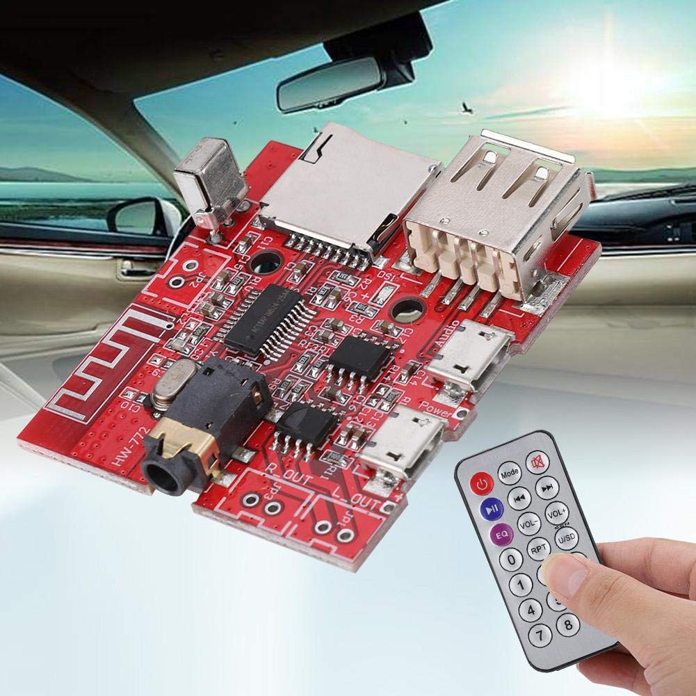 Lazmin Audio Receiver Module,Bluetooth 4.1 MP3 Decoder Board USB Stereo Car Digital Power Amplifier Board Module with Remote Control