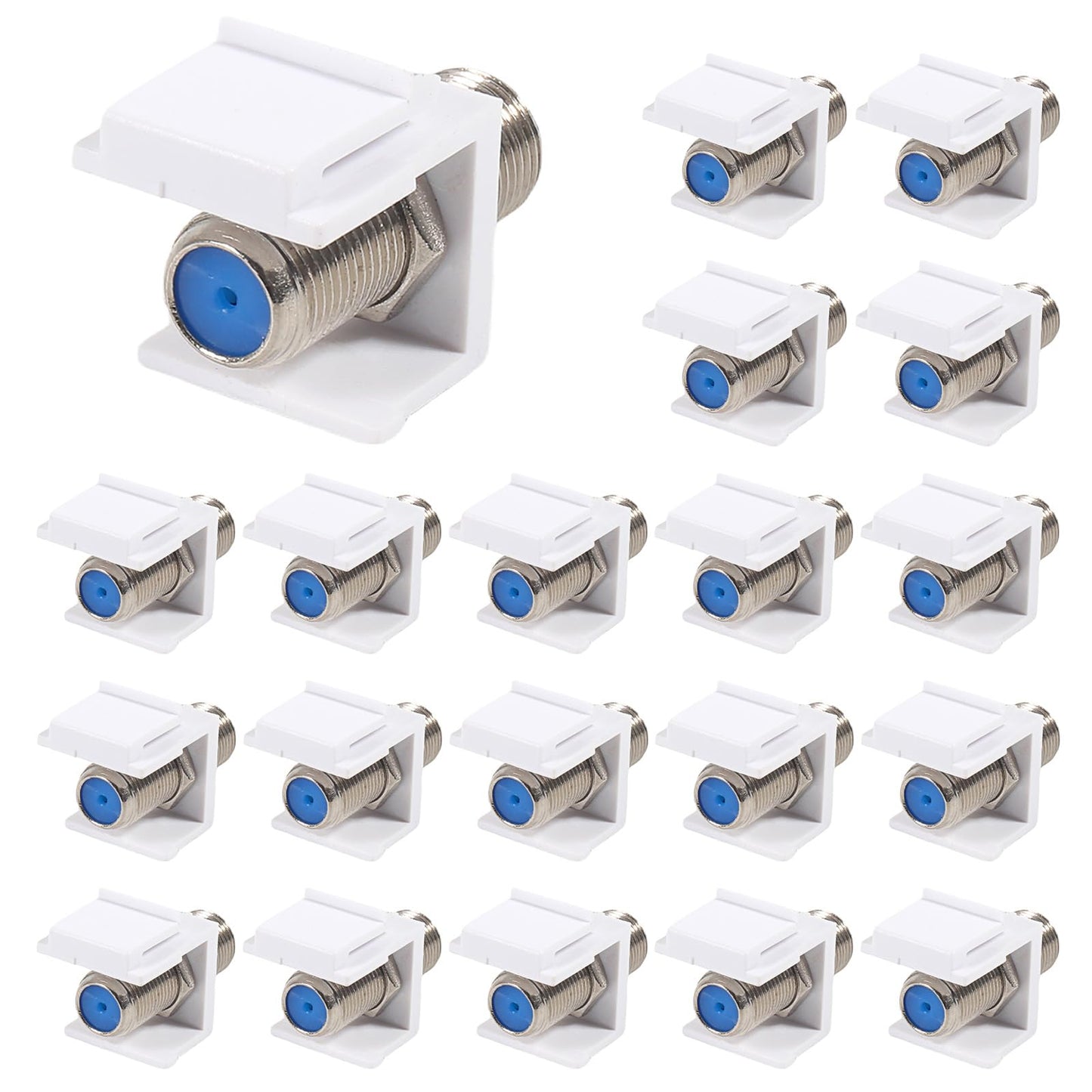 ATNSINC 20pcs Coax Keystone Jack, Nickel-Plated F-Type RG6 Coaxial Connector Female to Female for Wall Plate and Patch Panel