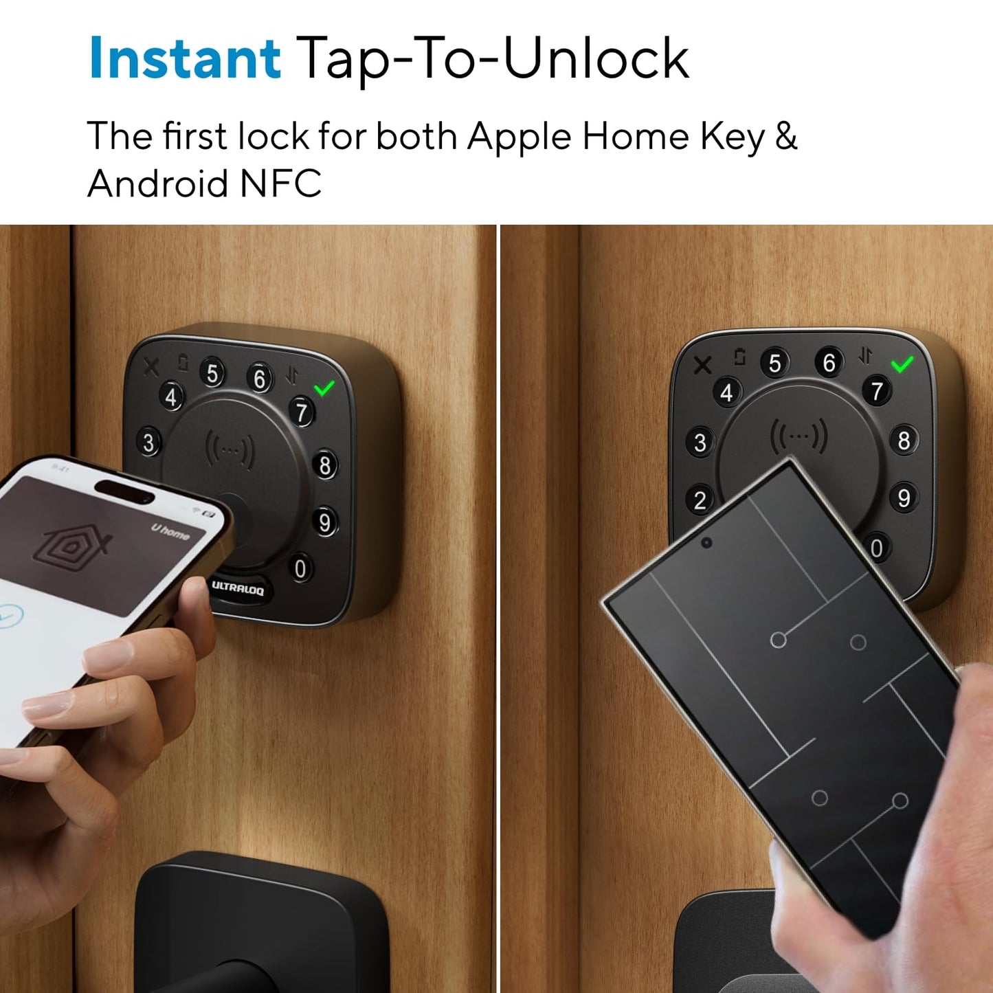 ULTRALOQ Bolt NFC Smart Lock, Tap to Unlock with Apple Home Key and Android NFC, Built-in WiFi Deadbolt, App Remote Control, Auto Lock, Works