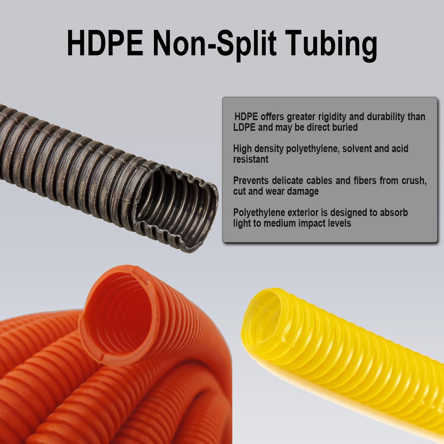 Flexible Polyethylene HDPE Non-Split Corrugated Wire Loom Tubing (Blue, 1-1/2" Dia. x 100 ft)