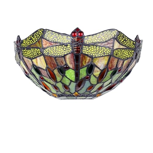 Chloe Lighting Empress Dragonfly Tiffany-Style Dark Bronze 1 Light Wall Sconce 12" Wide, Multicolor