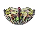 Chloe Lighting Empress Dragonfly Tiffany-Style Dark Bronze 1 Light Wall Sconce 12" Wide, Multicolor