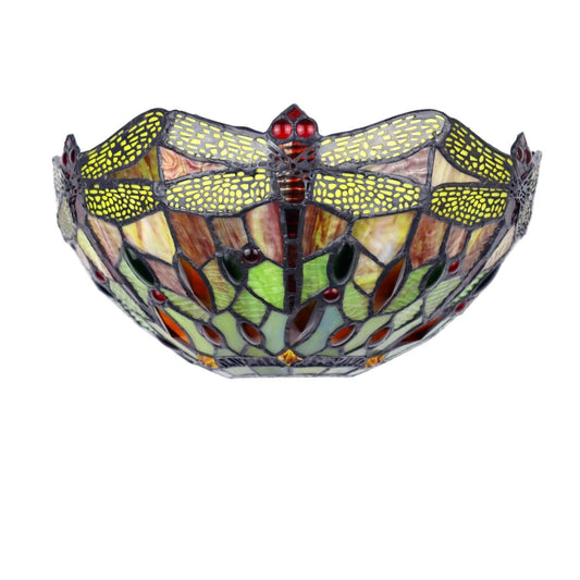 Chloe Lighting Empress Dragonfly Tiffany-Style Dark Bronze 1 Light Wall Sconce 12" Wide, Multicolor