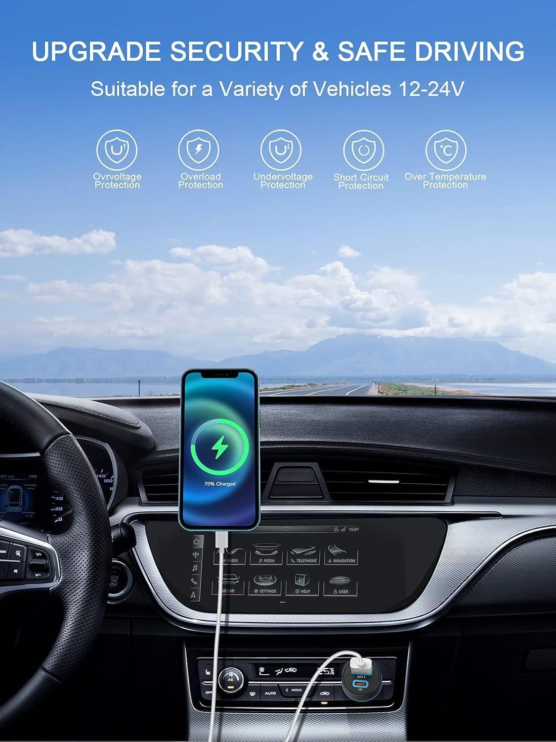 QGeeM USB C Car Charger Adapter, 2Pack 91W Fast Charging Cigarette Lighter Charger with PD3.0, USB Type-C Phone Charger Compatible for iPhone 15 14 13