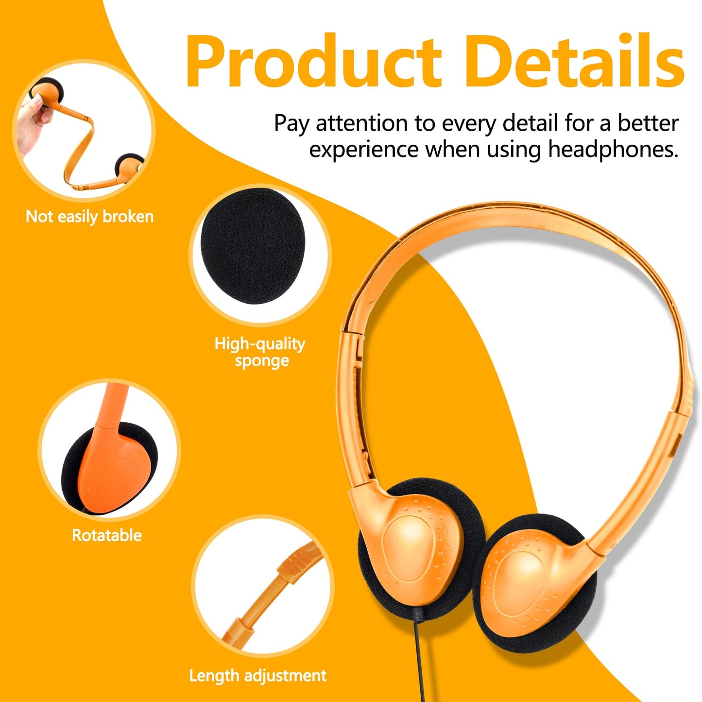 CNSZSLZ USB C Headphones Bulk 20 Pack for Classroom School Kids,On-Ear Wired USB Type C Headphones Class Set for School Student Children Compatible