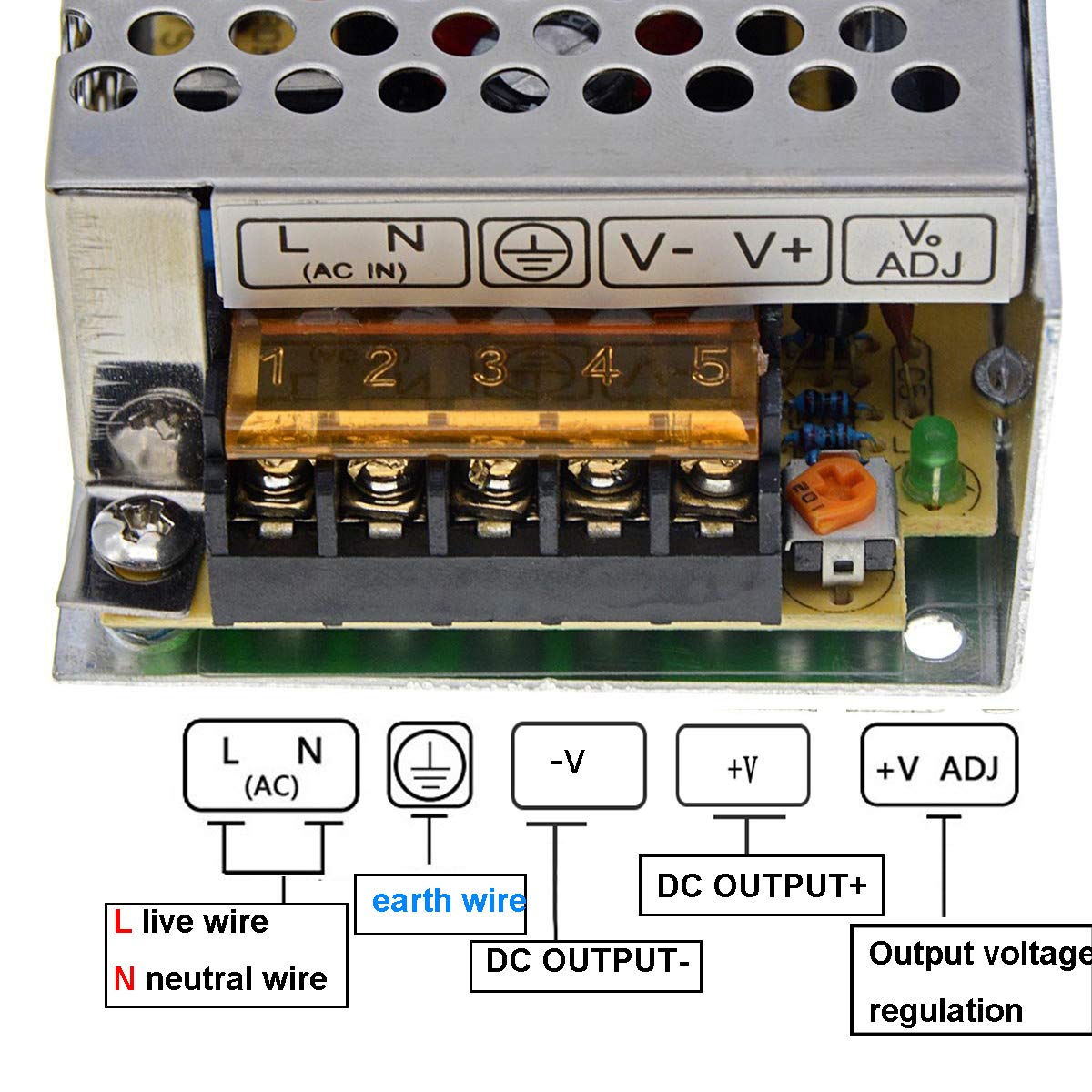 AC 110V/220V to DC 24V 1A 25W Switching Power Supply Transformer Converter for LED Strip Lights, Computer Project (DC 24V 1A 25W)