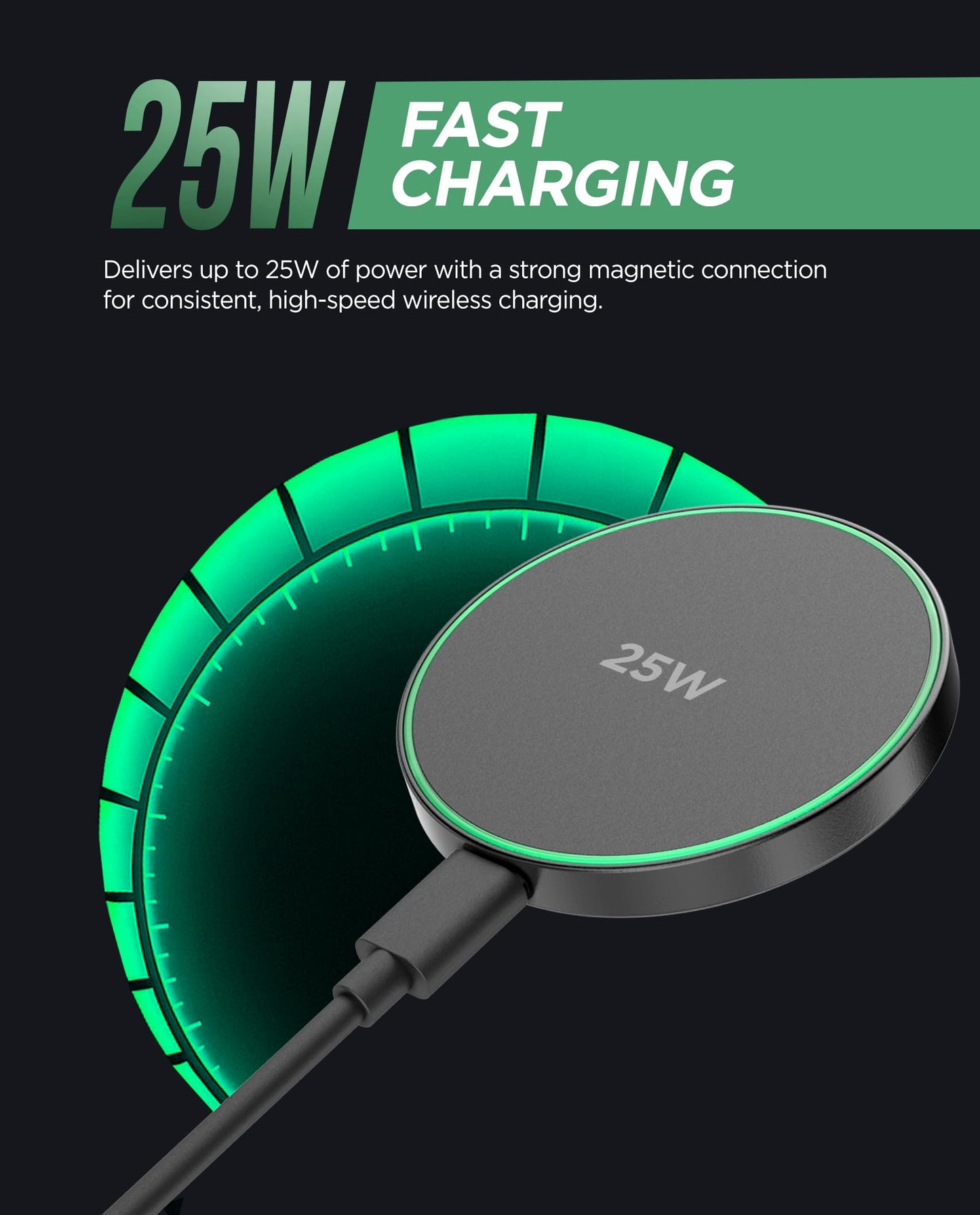 Galvanox Magnetic Wireless Charger for Samsung, 25W Fast Charging Pad with 30W PPS USB-C Wall Adapter, Removable USB-C Cable, LED Charging Indicator