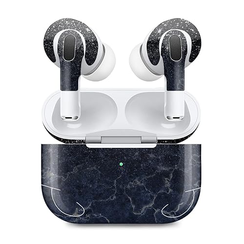 MightySkins (2 Pack) Skins Compatible with Apple AirPods Pro 2 - Dark Shimmer Marble | Protective, Durable, and Unique Vinyl Decal wrap Cover | Easy…